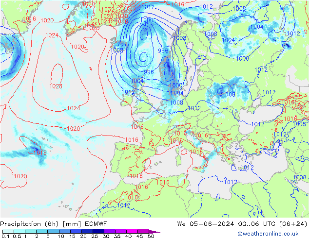 Z500/Rain (+SLP)/Z850 ECMWF  05.06.2024 06 UTC