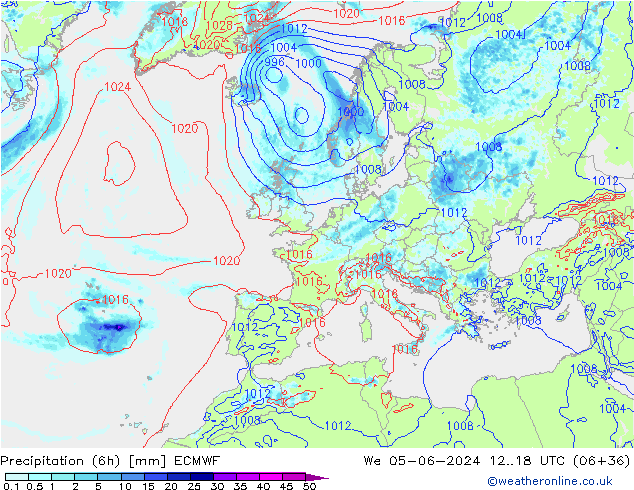 Z500/Rain (+SLP)/Z850 ECMWF St 05.06.2024 18 UTC