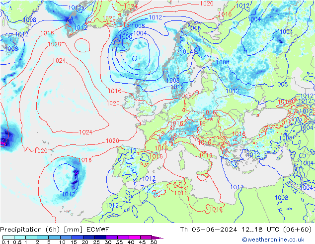 Z500/Rain (+SLP)/Z850 ECMWF Qui 06.06.2024 18 UTC