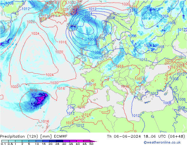 opad (12h) ECMWF czw. 06.06.2024 06 UTC