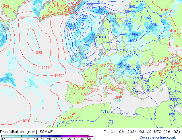 Niederschlag ECMWF Di 04.06.2024 09 UTC