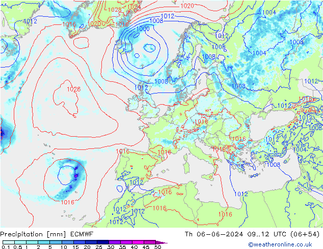 Niederschlag ECMWF Do 06.06.2024 12 UTC