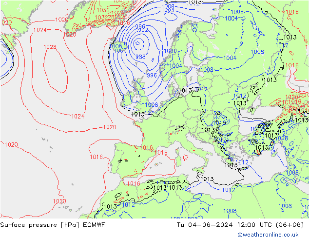 ciśnienie ECMWF wto. 04.06.2024 12 UTC