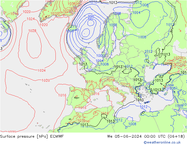 приземное давление ECMWF ср 05.06.2024 00 UTC