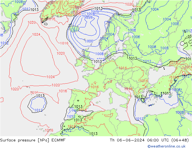 Yer basıncı ECMWF Per 06.06.2024 06 UTC