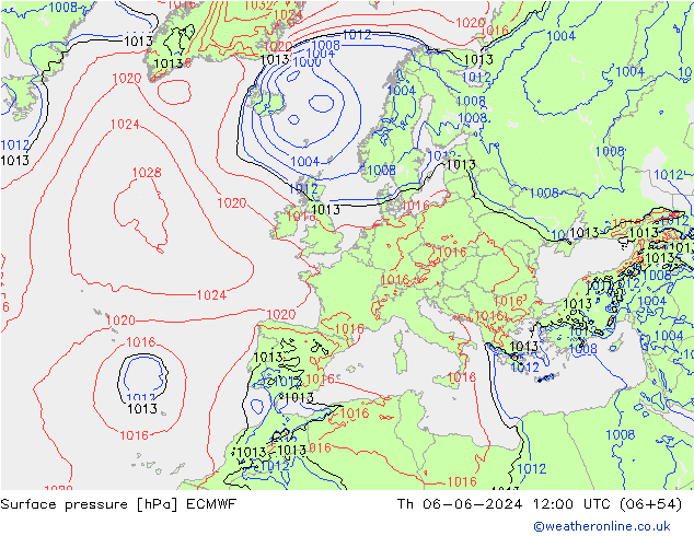 Bodendruck ECMWF Do 06.06.2024 12 UTC