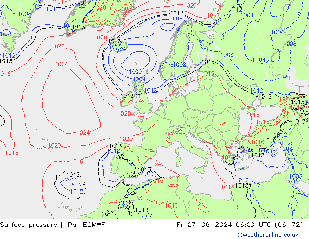 Surface pressure ECMWF Fr 07.06.2024 06 UTC