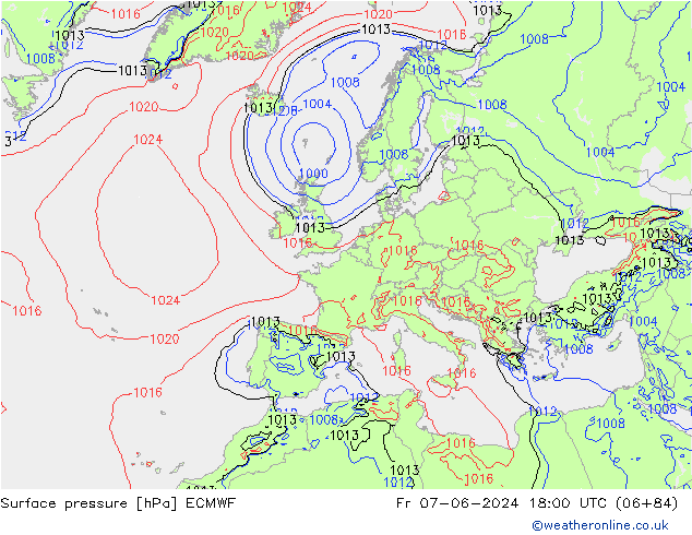 ciśnienie ECMWF pt. 07.06.2024 18 UTC