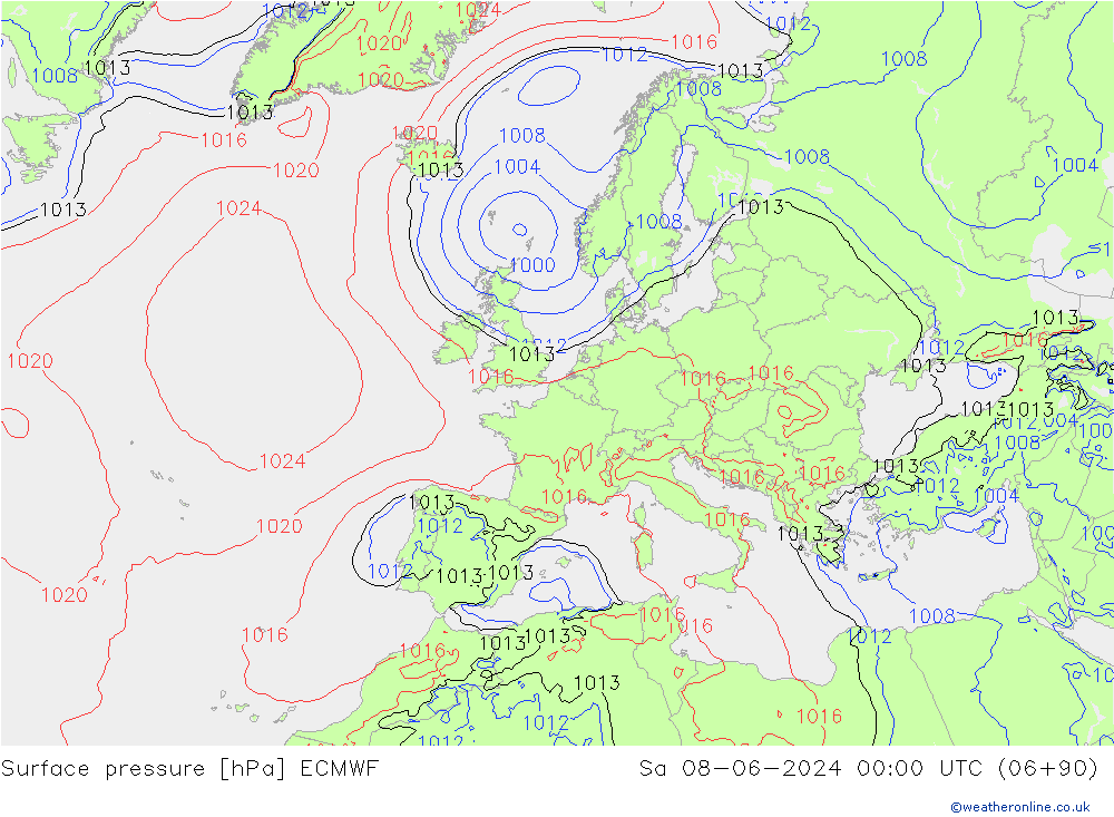 Yer basıncı ECMWF Cts 08.06.2024 00 UTC