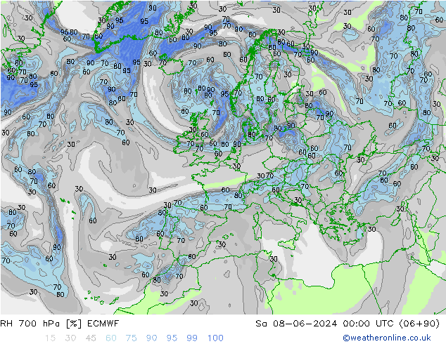 RH 700 hPa ECMWF  08.06.2024 00 UTC