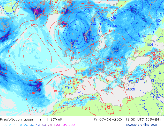 Nied. akkumuliert ECMWF Fr 07.06.2024 18 UTC