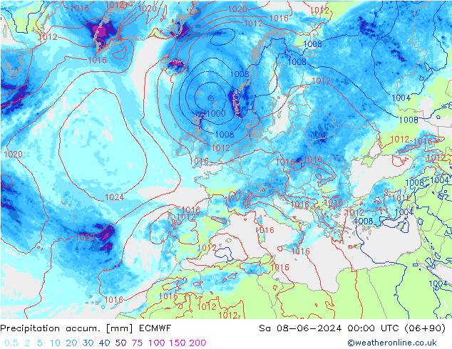 Toplam Yağış ECMWF Cts 08.06.2024 00 UTC