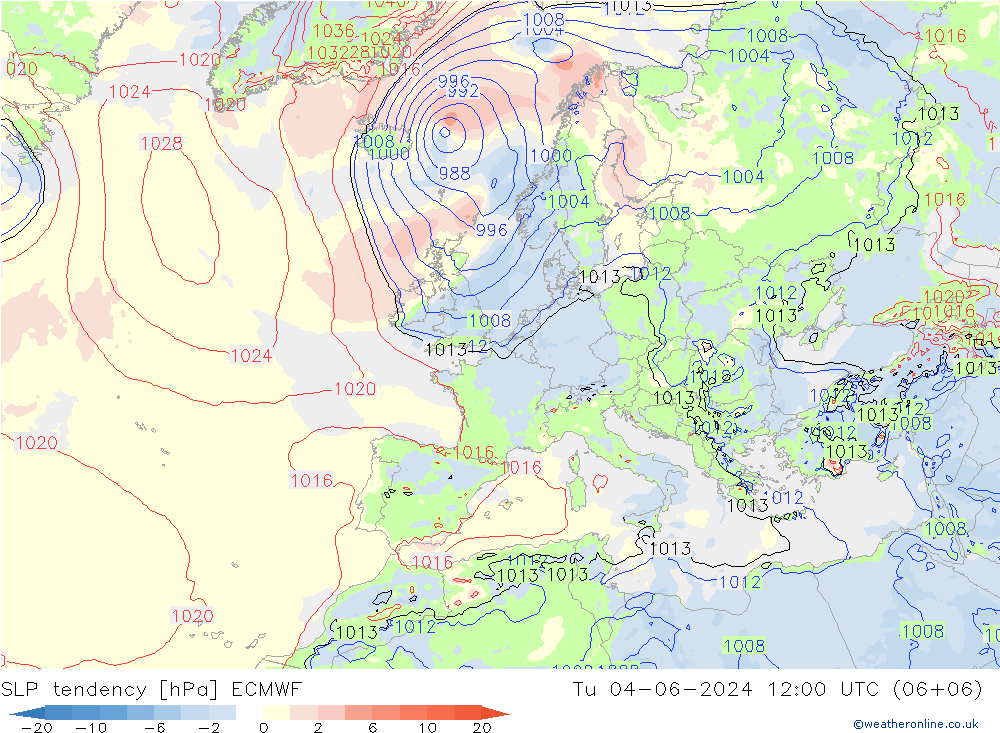 Tendencia de presión ECMWF mar 04.06.2024 12 UTC