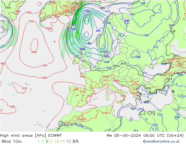 Windvelden ECMWF wo 05.06.2024 06 UTC