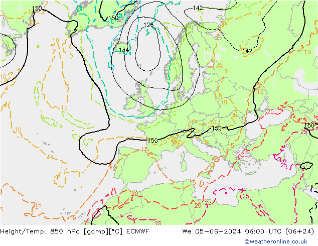 Z500/Rain (+SLP)/Z850 ECMWF śro. 05.06.2024 06 UTC