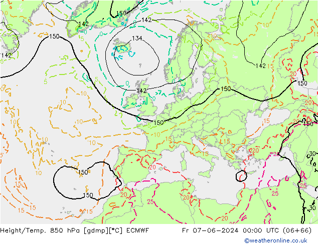 Z500/Rain (+SLP)/Z850 ECMWF Pá 07.06.2024 00 UTC