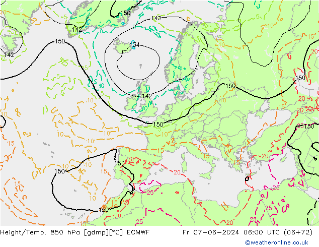 Z500/Rain (+SLP)/Z850 ECMWF Fr 07.06.2024 06 UTC