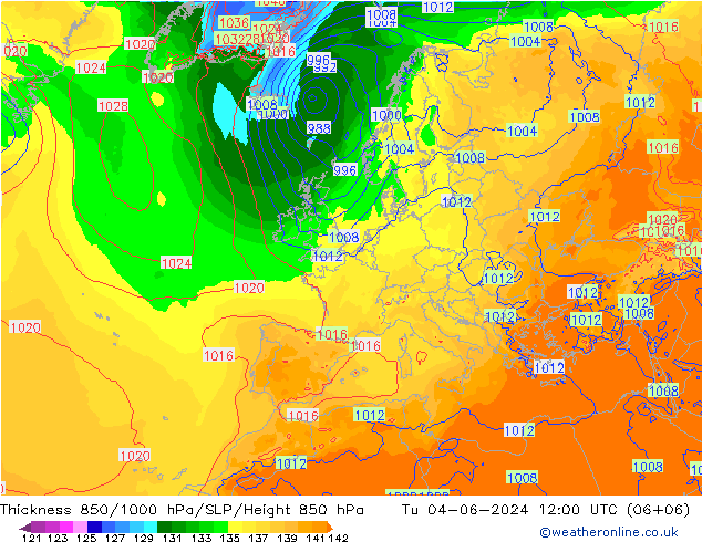 Thck 850-1000 hPa ECMWF mar 04.06.2024 12 UTC