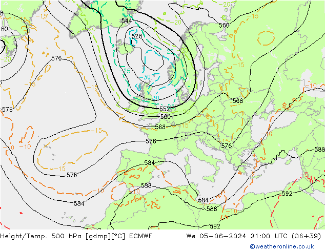 Geop./Temp. 500 hPa ECMWF mié 05.06.2024 21 UTC