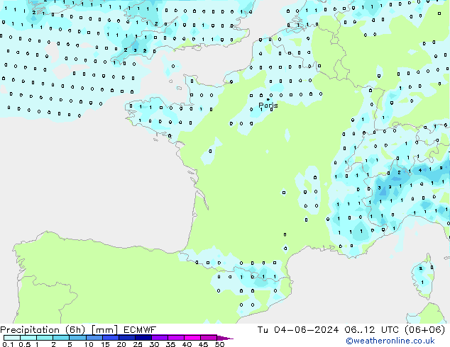 Z500/Rain (+SLP)/Z850 ECMWF Út 04.06.2024 12 UTC