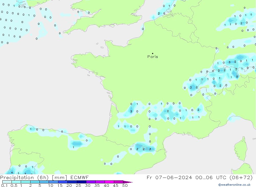 Z500/Rain (+SLP)/Z850 ECMWF Fr 07.06.2024 06 UTC