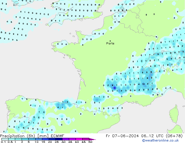 Z500/Regen(+SLP)/Z850 ECMWF vr 07.06.2024 12 UTC