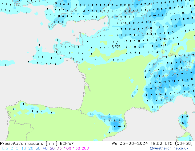 Precipitación acum. ECMWF mié 05.06.2024 18 UTC