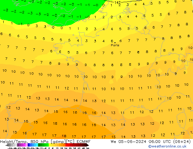 Z500/Rain (+SLP)/Z850 ECMWF mer 05.06.2024 06 UTC