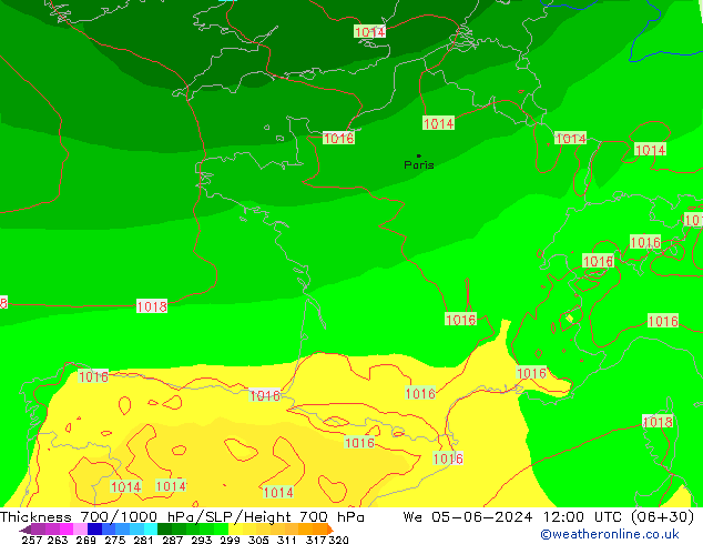 700-1000 hPa Kalınlığı ECMWF Çar 05.06.2024 12 UTC