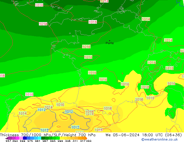 Thck 700-1000 hPa ECMWF We 05.06.2024 18 UTC