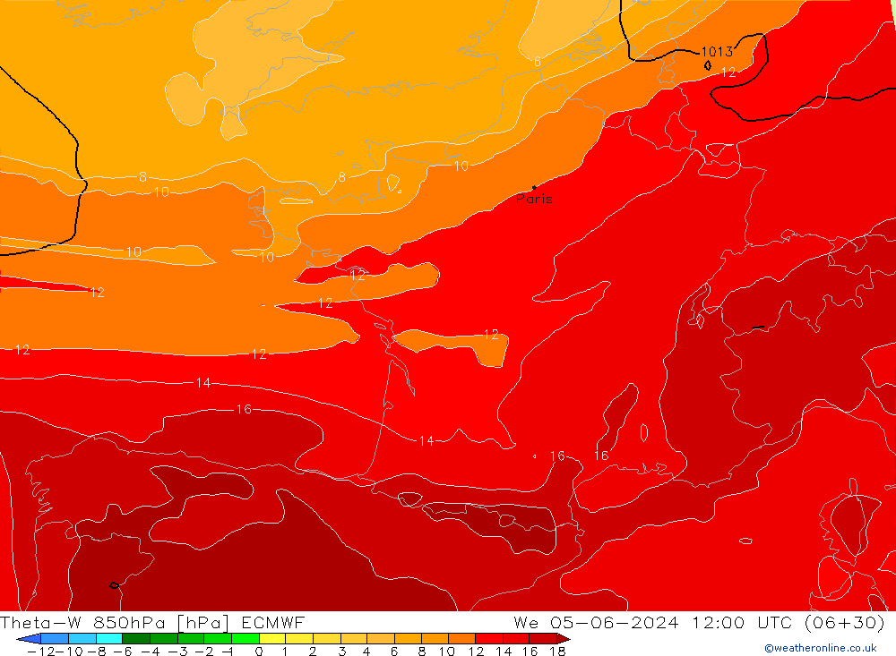 Theta-W 850hPa ECMWF We 05.06.2024 12 UTC