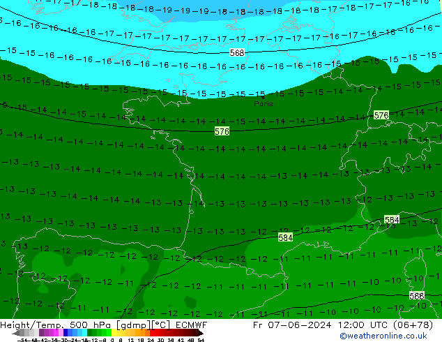 Z500/Regen(+SLP)/Z850 ECMWF vr 07.06.2024 12 UTC