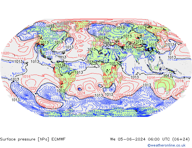 Surface pressure ECMWF We 05.06.2024 06 UTC