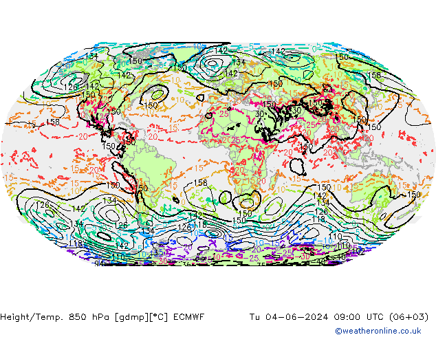 Height/Temp. 850 hPa ECMWF wto. 04.06.2024 09 UTC