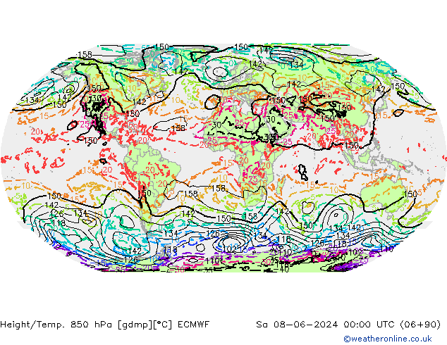 Height/Temp. 850 hPa ECMWF Sa 08.06.2024 00 UTC