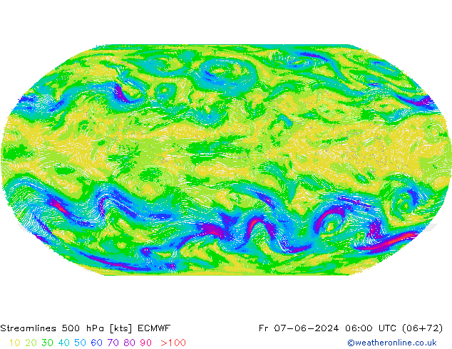 Streamlines 500 hPa ECMWF Fr 07.06.2024 06 UTC