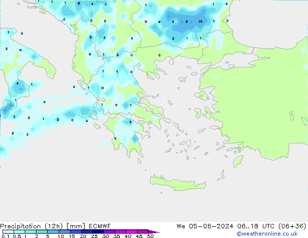 Yağış (12h) ECMWF Çar 05.06.2024 18 UTC