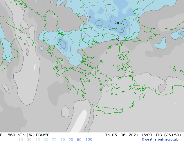 RH 850 hPa ECMWF Th 06.06.2024 18 UTC