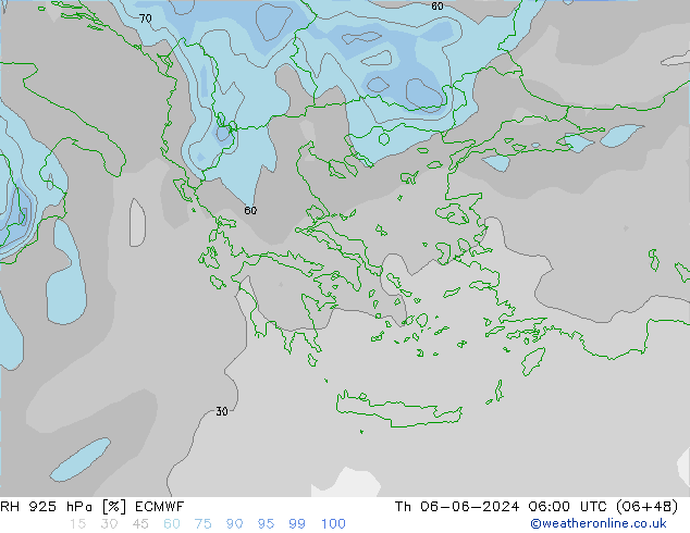 RH 925 hPa ECMWF Čt 06.06.2024 06 UTC