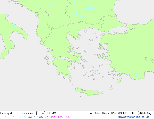 Precipitation accum. ECMWF Tu 04.06.2024 09 UTC