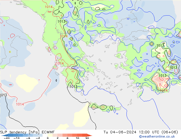 SLP tendency ECMWF Tu 04.06.2024 12 UTC