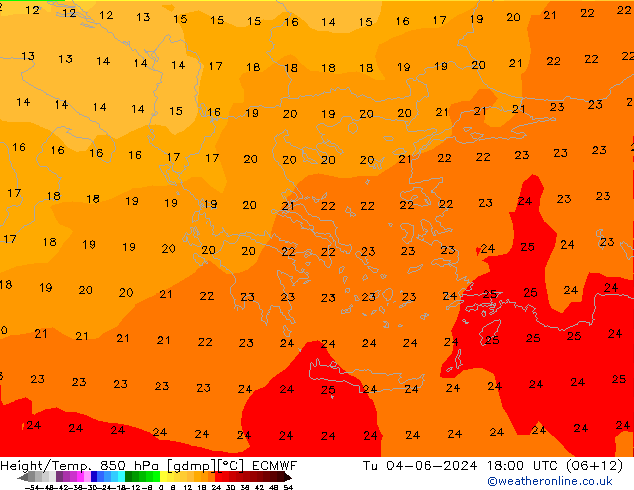 Z500/Yağmur (+YB)/Z850 ECMWF Sa 04.06.2024 18 UTC