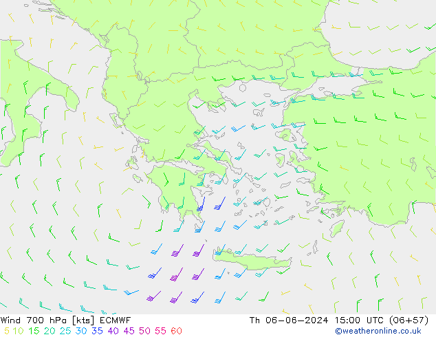 Rüzgar 700 hPa ECMWF Per 06.06.2024 15 UTC