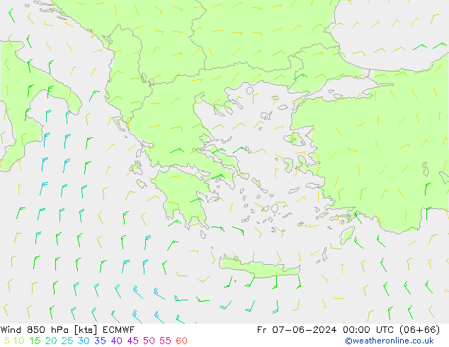 Wind 850 hPa ECMWF Fr 07.06.2024 00 UTC