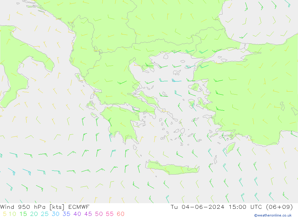 Wind 950 hPa ECMWF Tu 04.06.2024 15 UTC