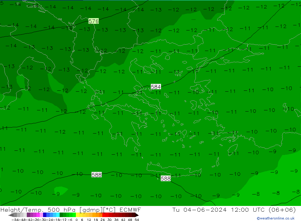 Z500/Rain (+SLP)/Z850 ECMWF Tu 04.06.2024 12 UTC