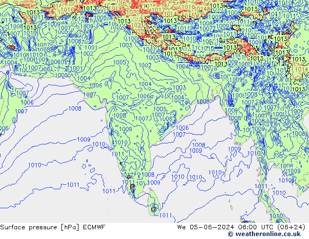 pression de l'air ECMWF mer 05.06.2024 06 UTC