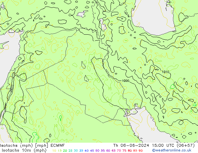 Isotachs (mph) ECMWF jeu 06.06.2024 15 UTC