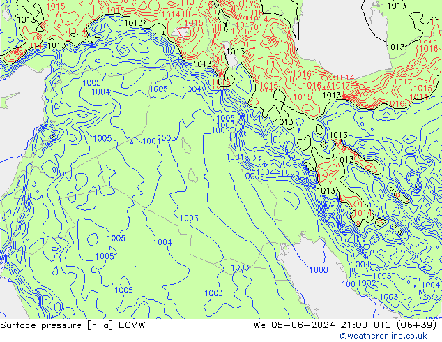 Luchtdruk (Grond) ECMWF wo 05.06.2024 21 UTC