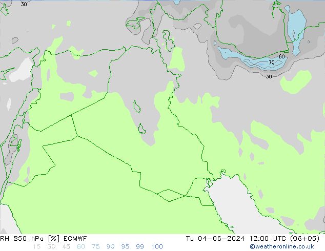 850 hPa Nispi Nem ECMWF Sa 04.06.2024 12 UTC